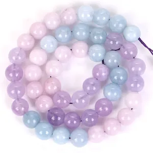 Natürliche bunte Aquamarin- und Amethyst-Rundperlen für die DIY-Schmuckherstellung