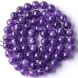 Natürliche lila Amethyst-Rundperlen für DIY-Schmuckherstellung