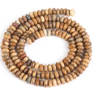 Detaillierte Ansicht von 2x4mm Naturstein-Abakusperlen für handgefertigten DIY-Schmuck.