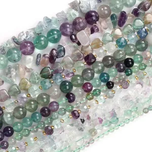 High-quality natural colorful fluorite loose beads for DIY jewelry and bracelets