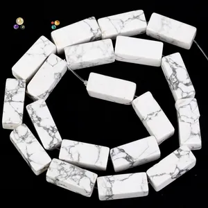 Perles en pierre de howlite blanche rectangulaire pour fabrication de bijoux DIY