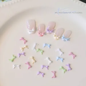 Macaron Mini Strik Nagelkunst Charms Hars 3D Strik Nageldecoraties Gemengde Kleuren Voor DIY Manicure Vrouwen Schoonheidsaccessoires