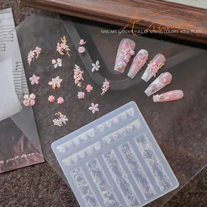 3D Silikon Nagelkunst Relief Form Professionelle Rose Blütenblatt Band Floral DIY Maniküre Werkzeug Relief Dekoration Machen
