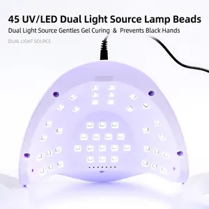 Professional UV LED nail lamp with 45 light beads and smart sensor for fast curing.