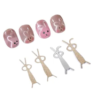 Rabbit-shaped magnetic tool set for cat-eye nail art effects with cute designs.
