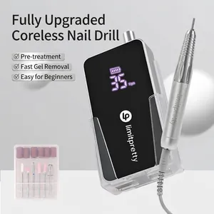 Professional 35000RPM Brushless Electric Nail Drill Machine Portable Rechargeable Nail Polisher With LCD Display For Nail Salon
