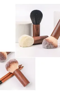 Premium walnut handle makeup brush and nail dust cleaner with soft dense bristles