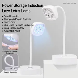 Professional Desktop LED Nail Lamp Flexible Gooseneck Lotus Nail Dryer With Smart Sensor Rechargeable Curing Light For Manicure