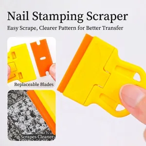 Professional Nail Art Stamping Scraper Tool Multi-Functional Nail Plate Cleaner Glue Removal Scraper For Manicure Nail Art Steel Plate Cleaning Tools