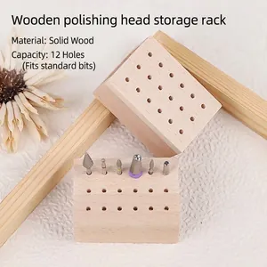 Supporto per Frese per Unghie in Stile Giapponese Scatola di Immagazzinaggio Organizzatore in Legno Naturale per Strumenti per Manicure Supporto