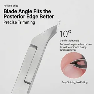 Professional 10-degree stainless steel cuticle nipper for precise nail trimming