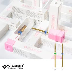 Professional Titanium Nitride Coated Tungsten Carbide Nail Drill Bits Gold Cylinder Cross-cut Gel Polish Remover Bits Tool