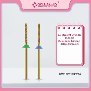 Straight cylinder gold alloy nail drill bits for professional manicure and nail care