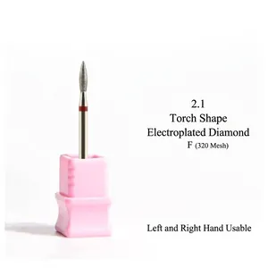 2,1 mm Flammenförmiger Diamant-Nagelfräsereraufsatz mit Körnung F 320 für Maniküre