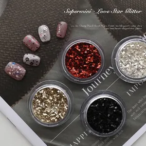 Mini Herz Stern Pailletten Nagelkunst Dekoration Ultradünne Glitzer Flocken Nägel Maniküre Zubehör Damen DIY Design