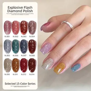Limitpretty Rainbow Diamond Glitter Gel Polish Explosive Flash Crushed Diamond Reflective UV LED Nail Art Gel Varnish For Professional Salon Home DIY