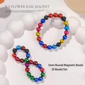5mm bunte kreisförmige Magnetperlen für Cat-Eye-Nagelkunst-Eisblumeneffekt, 20er Set