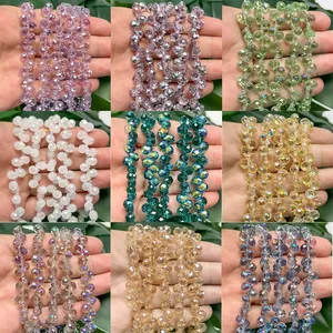 Cuentas de Gota de Agua de Cristal Artificial Facetadas con Forma de Fresa Agujero Transversal Cuentas Sueltas para Hacer Joyas DIY Collares Pulseras