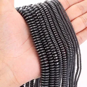Premium natural black hematite disk spacer beads for DIY jewelry making crafts