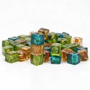 Χάντρες lampwork 10x11mm με φύλλο ασημιού για χειροποίητα κοσμήματα DIY