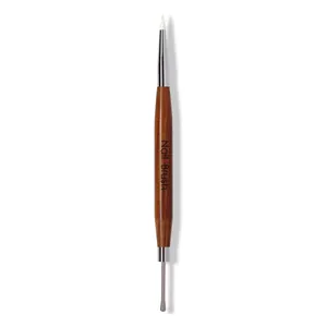 Pennello professionale per nail art a doppia punta con manico in legno naturale
