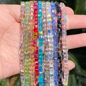 Faceted Glass Cube Beads For DIY Jewelry Making Square Crystal Loose Beads For Bracelet Necklace Accessories