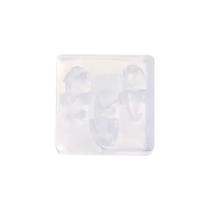 Transparent silicone nail art mold featuring 3D rabbit cherry and bow designs for DIY decor