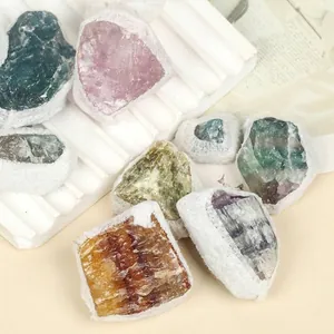 Assorted raw fluorite mineral stones in irregular shapes for crystal collection