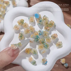 Decoraciones de nail art de rosas talladas en 3D con relieve para manicura profesional