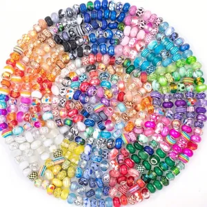 Vibrant assortment of colorful large hole beads for DIY European style bracelets