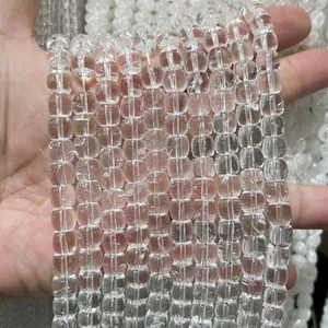 Vue détaillée de perles d'abaque en cristal blanc naturel transparent pour bijoux DIY