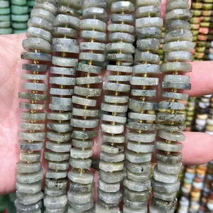 Natural faceted grey labradorite stone abacus spacer beads for handmade DIY jewelry making