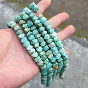 High-quality faceted natural amazonite crystal beads for DIY jewelry making projects