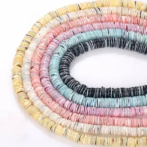 Natürliche bunte Trochus-Muschel-Heishi-Scheibenperlenstränge für DIY-Schmuckzubehör
