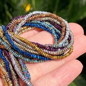 High quality 2x1mm multi-color hematite flat beads for DIY jewelry making accessories