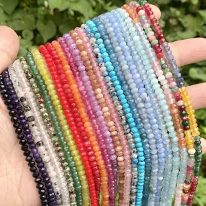 Farbenfrohe facettierte 3x4mm Naturstein-Flachperlen für DIY-Schmuckherstellung im Großhandel