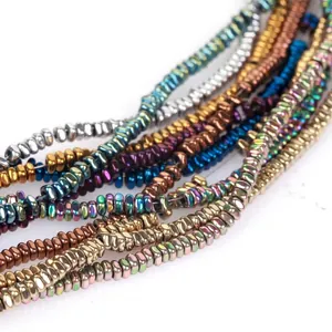 2x1mm multi-color metallic luster hematite flat square spacer beads for DIY jewelry