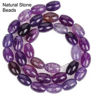 Macro detail of natural purple dragon vein agate rice beads for DIY jewelry making