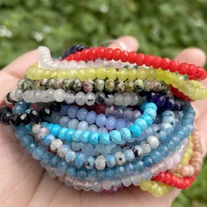 Hochwertige 3x4mm facettierte Natursteinperlen in verschiedenen Farben für DIY-Schmuck