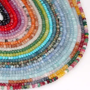 Bunte 3x4mm facettierte Natursteinperlen für DIY-Schmuckherstellung und Bastelarbeiten