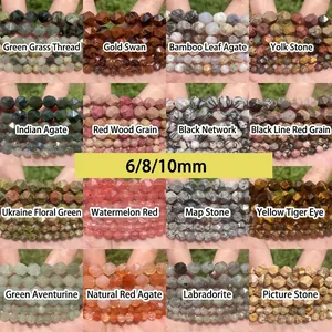 Assorted faceted natural stone beads in 16 styles for DIY jewelry making projects