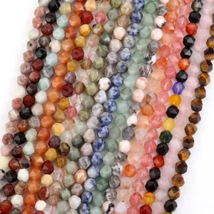 High-quality faceted multi-colored diamond-cut natural stone beads for DIY jewelry making