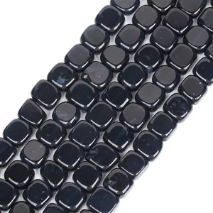 Natural 14x14mm dark blue tourmaline chalcedony square beads for DIY jewelry craft