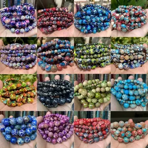 Natural Imperial Jasper Round Loose Beads For Jewelry Making DIY Bracelet Necklace Components Colorful Stone Beads