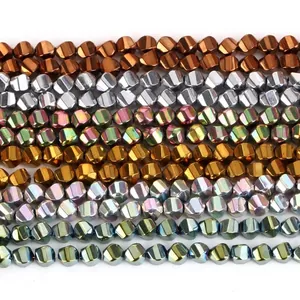 Faceted electroplated hematite beads in multiple metallic colors for DIY jewelry crafts