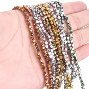 High quality faceted metallic plated hematite beads for DIY bracelet and necklace making