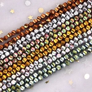 Metallic faceted hematite loose beads strands for DIY jewelry making in various colors