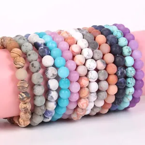 Natural Stone Round Bead Stretch Bracelet For Men Women Healing Crystal Energy Quartz Agate Beaded Jewelry Yoga Bracelet