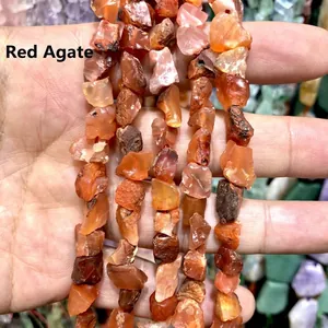 Cuentas de piedra natural de ágata roja irregular para la creación de joyas caseras