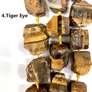 Close-up detail of irregular natural Tiger Eye stones for DIY jewelry